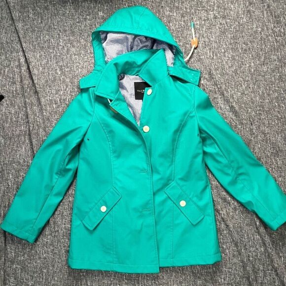 Talbots Jackets & Blazers - Talbots Petites Green Hooded Rain Jacket Coat Full Zip Pockets Lined